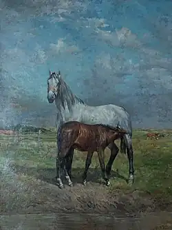 Jument nourrissant son poulain, Patrimoine de la commune de Knokke