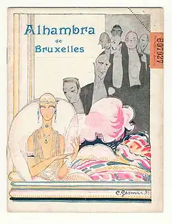 Illustration sur le ticket d’un spectacle à l’Alhambra de Bruxelles (1924).