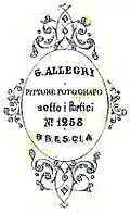 Verso d'une carte-photo de Giuseppe Allegri.