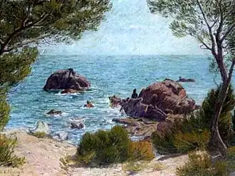 « Vue sur la mer, Agay, Côte d’Azur », huile sur toile. Collection privée.