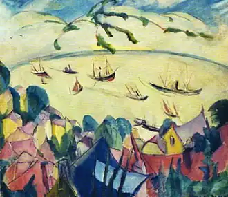 Vue de l'Elbe de la terrace Süllberg à Blankenese (1918)