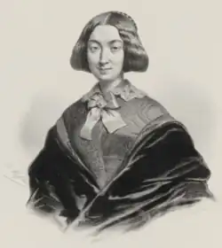 Portrait gravé d'une femme, en buste.