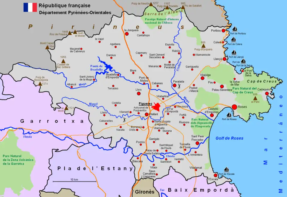 Carte détaillée de l'Alt Empordà.