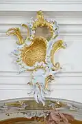 Détail de style rococo, église conventuelle catholique Saint Alto et Sainte Birgitta dans l'Altomünster, arrondissement de Dachau (Bavière), travail de Jakob Rauch (1718 – vers 1785).
