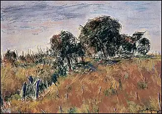 Parmi les vignes de Bucium (1952), pastel, 46&nbsp;×&nbsp;62&nbsp;cm, Musée d'Art de Iași.