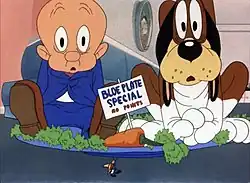 Elmer Fudd (à gauche) en compagnie de son chien dans An Itch in Time (1943).