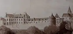 Lavis représentant l'ancien château avant sa démolition.