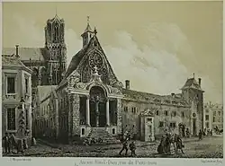 L'hôtel-dieu, dessin de Maquart en 1845.