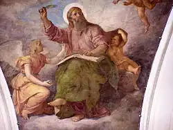 saint Matthieu dans la Fresque de l’église du Saint Sacrement à Ancône.