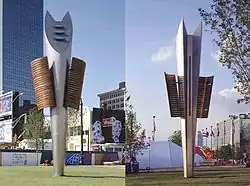 Androgyne planet. Acier inoxydable, bois et bronze 9 m. Centennial Olympic Park (Atlanta)