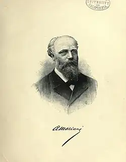 Signature d'Angelo Mariani sous le portrait gravé d'après le cliché de Nadar.