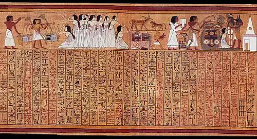 Papyrus d'Ani ; Rite de l'Ouverture de la bouche devant la tombe (suite du chapitre 1).