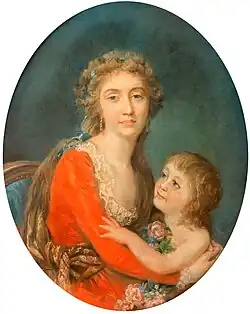 Portrait de femme et d'enfant (probablement Jeanne Grace Bergon avec sa fille, épouse du général Pierre Antoine Dupont de l'Etang)