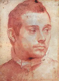Annibale Carracci : Portrait d'homme, sanguine, c. 1580-1590.