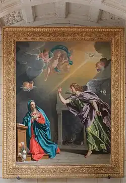 Vue d'un tableau représentant une scène religieuse.