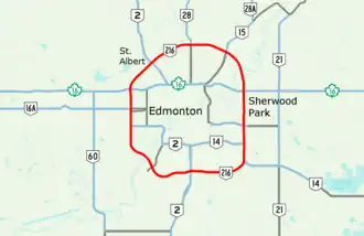 Carte de la Route 216 (Alberta).