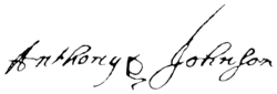 signature d'Anthony Johnson (colonisateur)