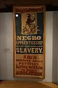 Bannière contre l'« apprentissage », abolition graduelle de l'esclavage.