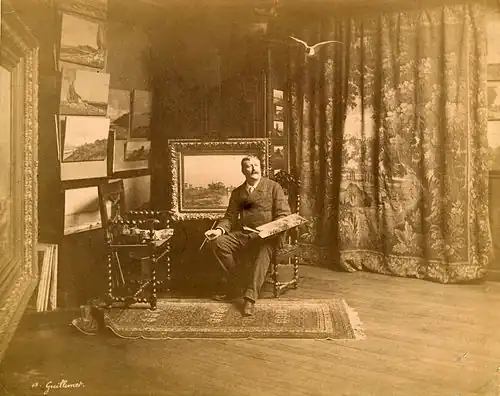 Attribué à Edmond Bénard, Antoine Guillemet dans son atelier (entre 1880 et 1900), photographie, New York, The Frick Collection.