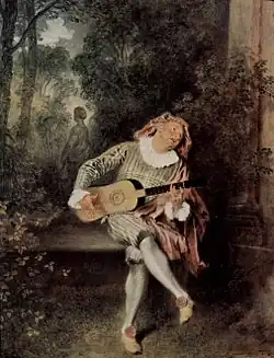 Antoine Watteau,Musicien (1717-1719), 55,2&nbsp;×&nbsp;43,1&nbsp;cm.