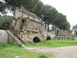 Vestiges des arches soutenant le canal en pierre de l'Aqua Marcia et les canaux en brique de l'Aqua Tepula et de l'Aqua Iulia.