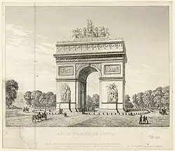 Quadrige en platre installé sur l'Arc de Triomphe entre 1882 et 1886.