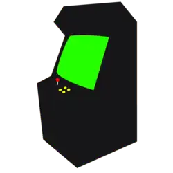 Meuble de jeu vidéo d'arcade noir, avec un écran vert.