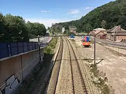 Vue depuis une passerelle piétonne.