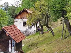 Maison ancienne et ambar (grenier) à Visoka