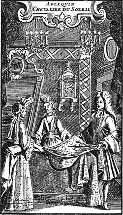 Harlequin chevalier du Soleil, gravure du XVIIe&nbsp;siècle