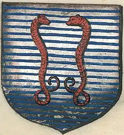 Armes de la seigneurie dessinées au XVIe&nbsp;siècle par Jean de Baudreuil (issues du second exemplaire).