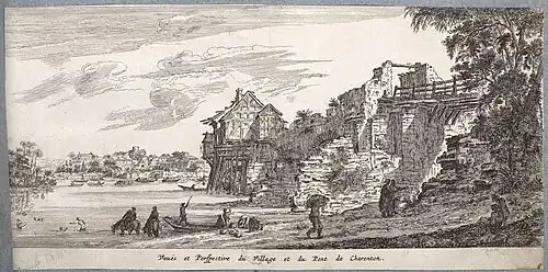 Veuës et Perspective du Village et du Pont de Charenton, ca.1675.