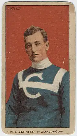 Description de l'image Arthur Bernier hockey card 1.jpg.
