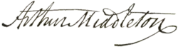 signature d'Arthur Middleton
