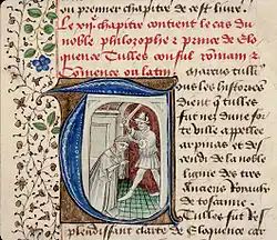 L'assassinat de Cicéron illustré dans De casibus virorum illustrium (France, XVe&nbsp;siècle).
