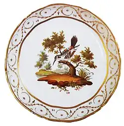 Assiette en porcelaine de la manufacture Locré, fabriqué par Poyat vers 1810.