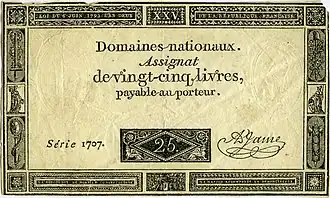 Assignat de 25 livres.