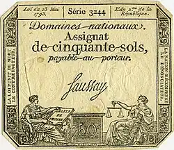 Assignat de 50 sols par Gatteaux.