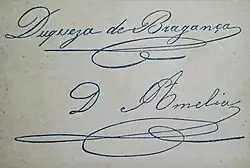 Signature de Amélie de Leuchtenberg