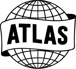 logo d'Atlas : un bandeau marqué Atlas au-dessus d'un cercle représentant la Terre avec les longitudes et latitudes