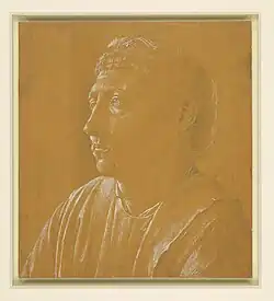 Fra Angelico. Buste d'un clerc, vers 1447-50. Pointe de métal, plume : encre et rehauts de blanc, papier préparé ocre. H. 18 cm. Royal Collection