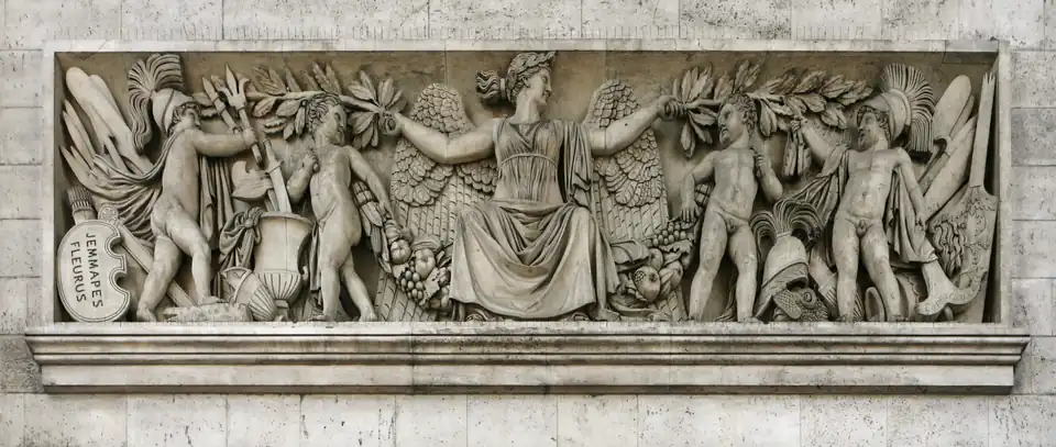 Attributs des victoires de l'Ouest, Paris, arc de triomphe de l'Étoile, gravure d'après Espercieux.