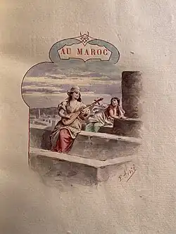 Aquarelle originale pour l'édition originale du livre Au Maroc de Pierre Loti (1889), Exemplaire n° 9/20