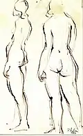 Aubin Diximus, études de nu.