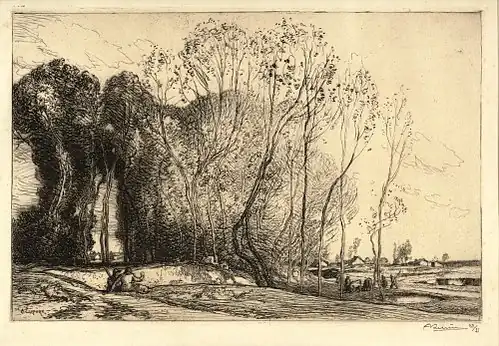 Paysage avec deux figures (1918), pointe-sèche, Dallas Museum of Art.