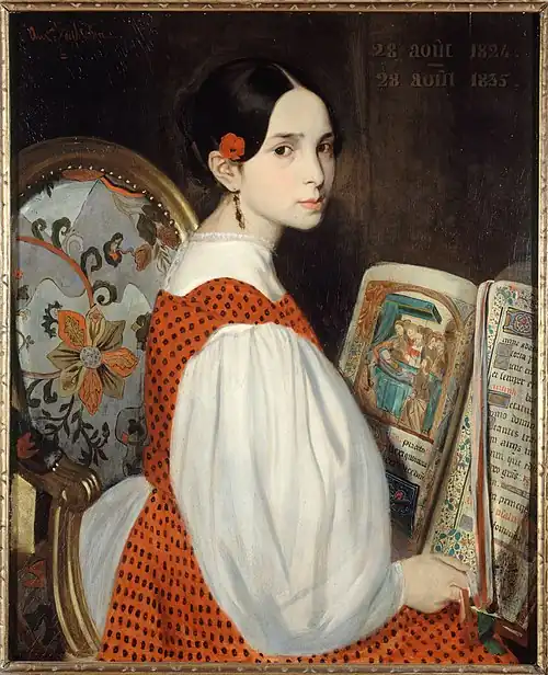 Léopoldine Hugo (1836), la fille de Victor Hugo, le jour de sa première communion, Paris, maison de Victor Hugo.
