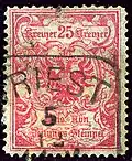 Taxe pour journaux de 25 kr, émission de 1890.