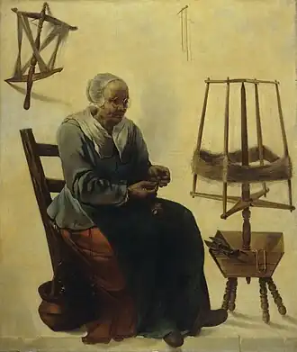 Dévideuse, huile sur toile, 1660, Musée d'Art et d'Histoire de Genève.