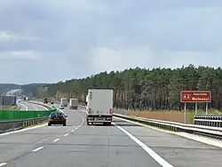 Photographie du panneau Autoroute de la Liberté en Pologne