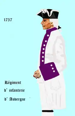régiment d'Auvergne de 1757 à 1762